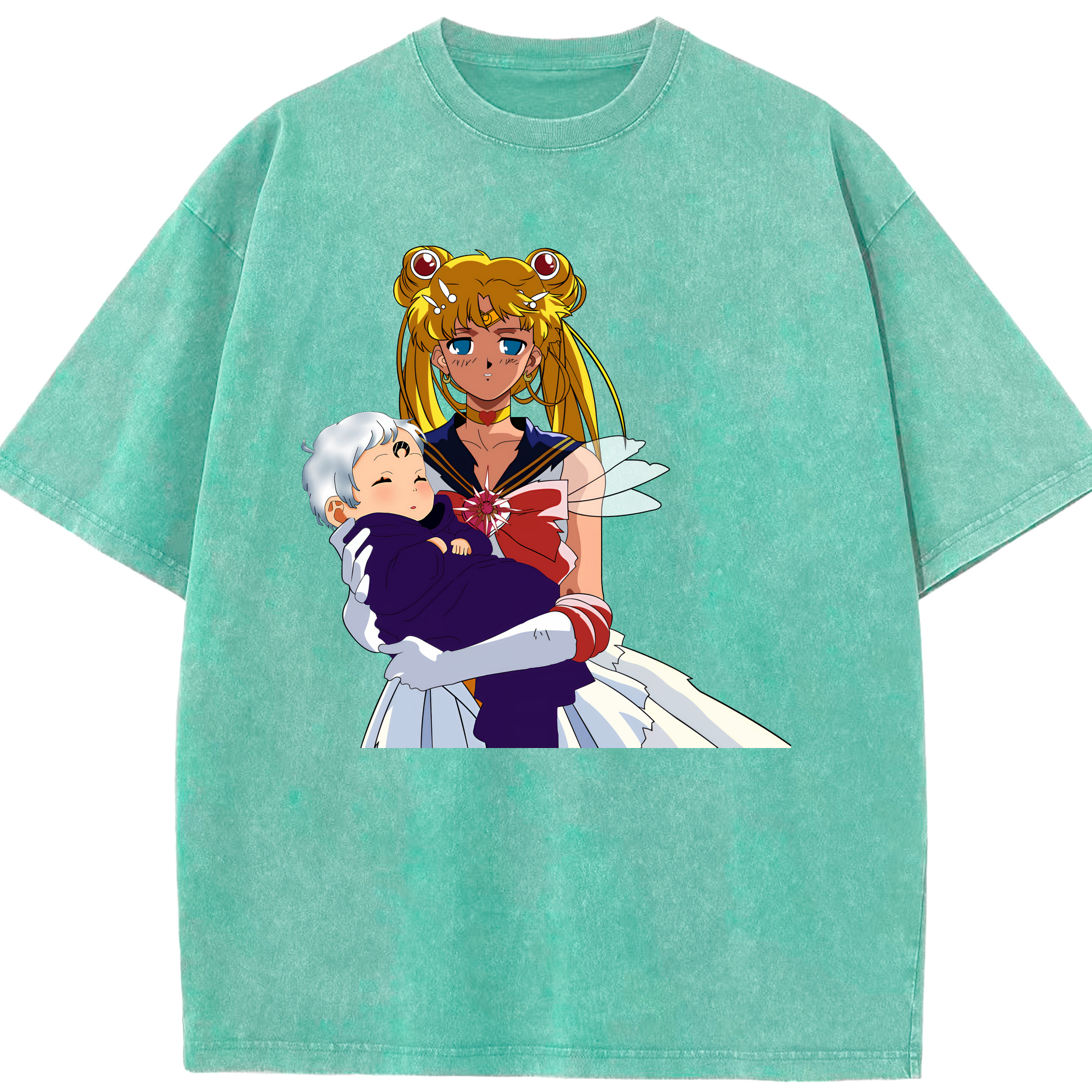 （画像用） 美少女戦士セーラームーン 月野 うさぎ つきの うさぎ Sailor Moon Tsukino Usagi 綿100% ヴィンテージ風 半袖Tシャツ（フロントプリント）